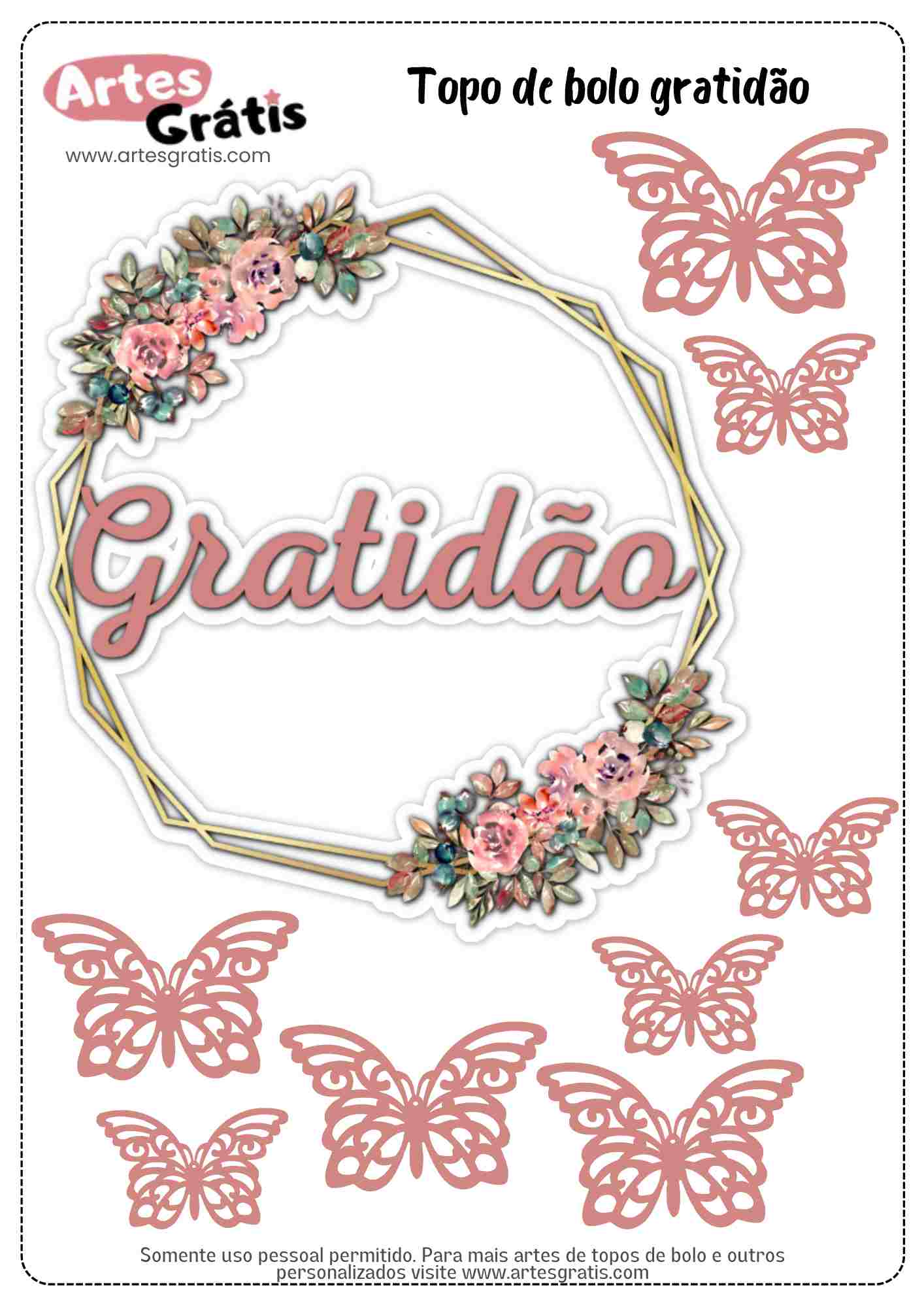 topo de bolo gratidão diy