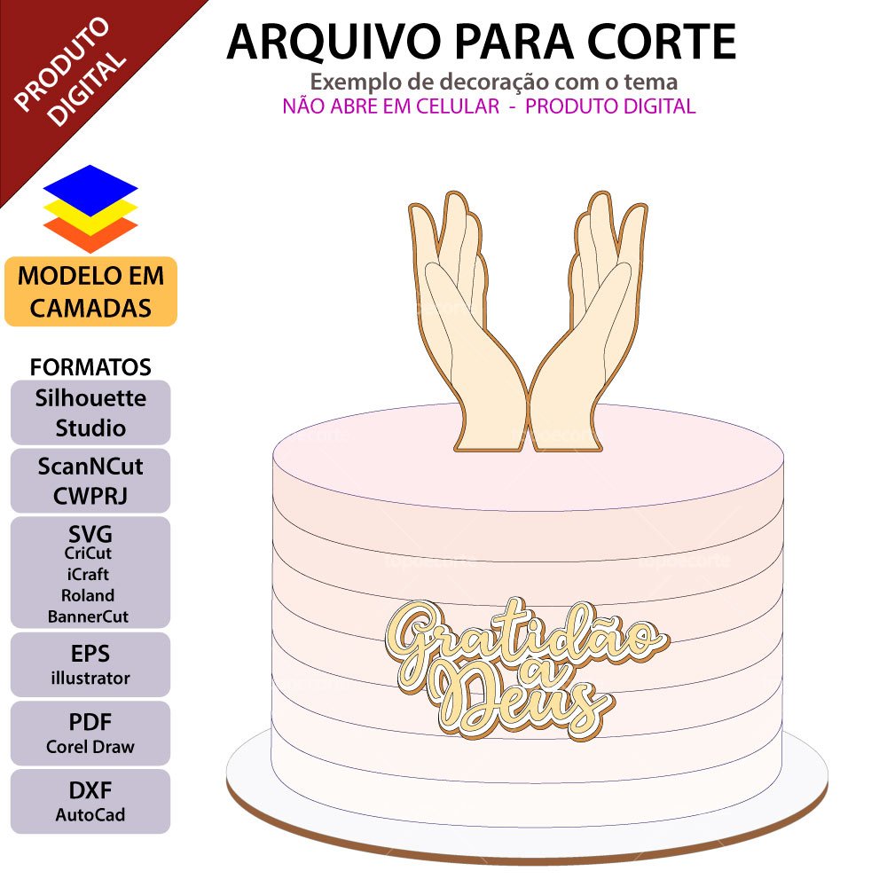 topo de bolo gratidão png