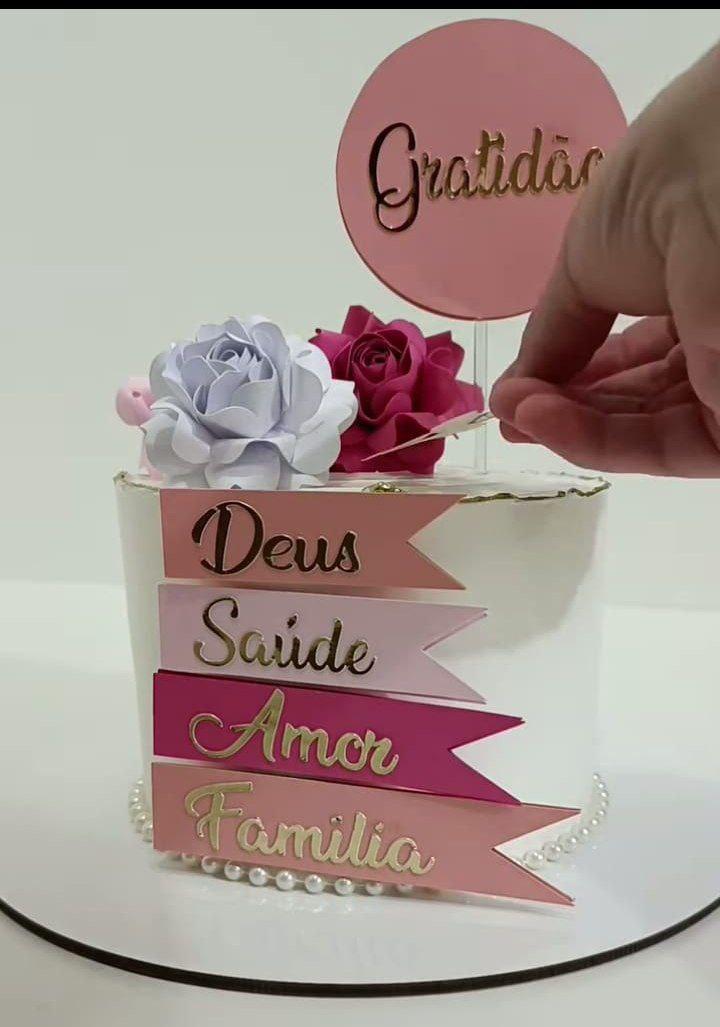 topo de bolo gratidão silhouette