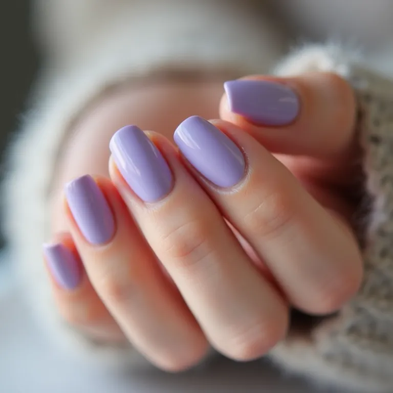 unhas lilás amendoado
