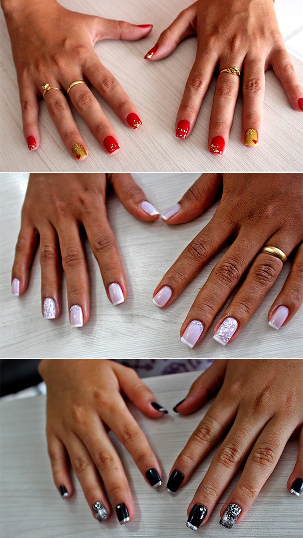 esmalte vermelho com glitter