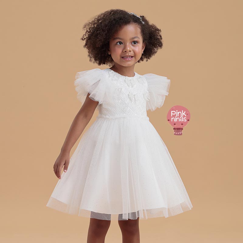vestido branco infantil laise