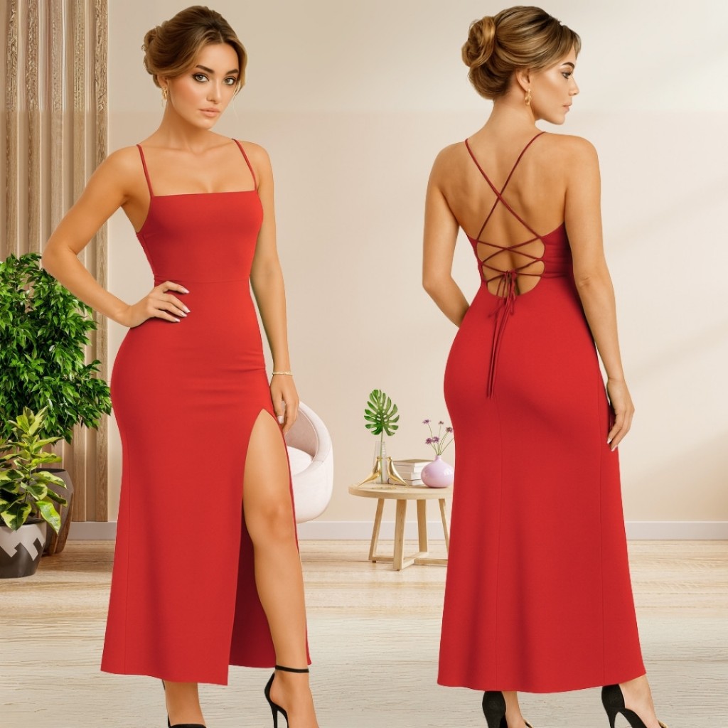 vestido com fenda lateral estampado