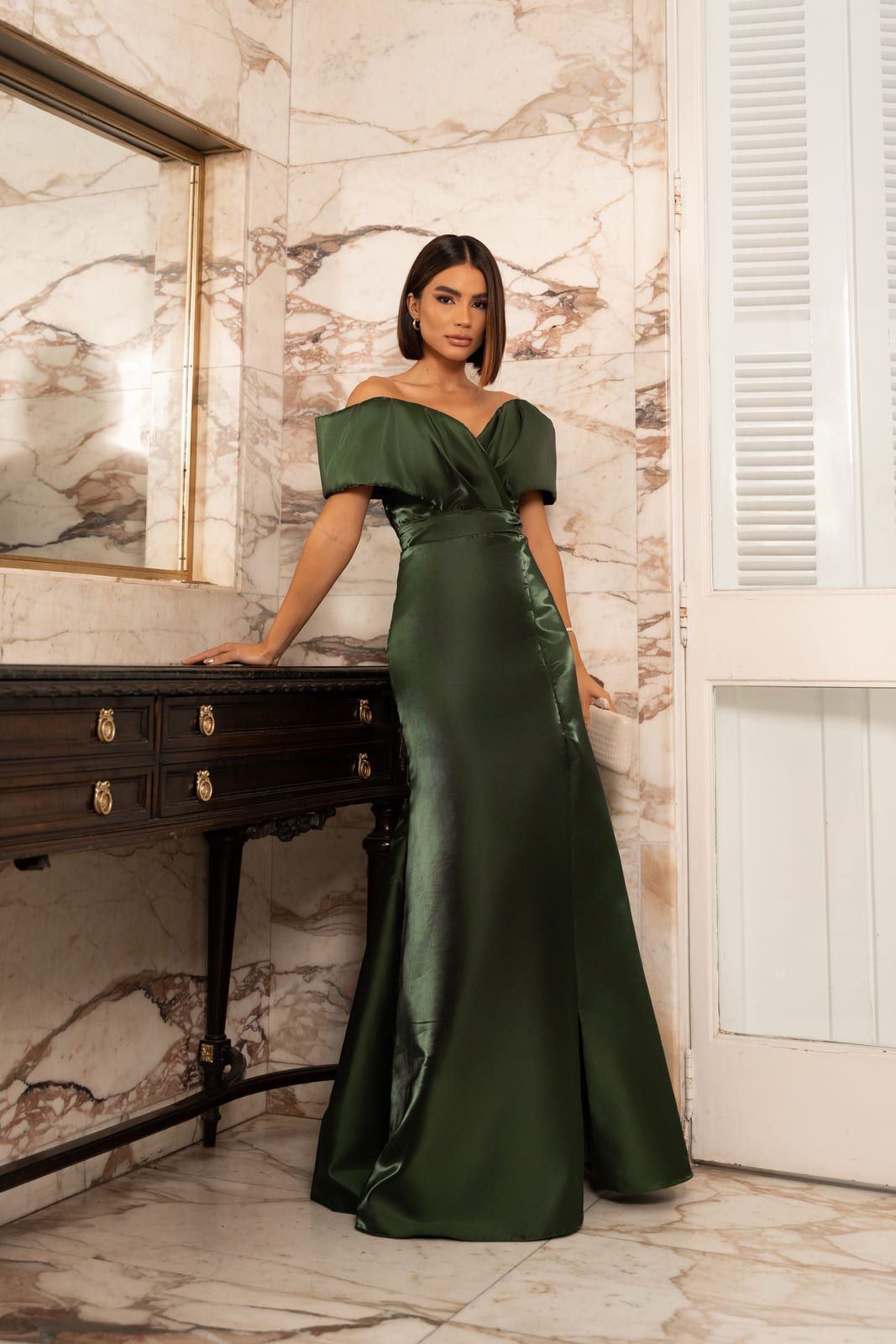 vestido madrinha verde militar