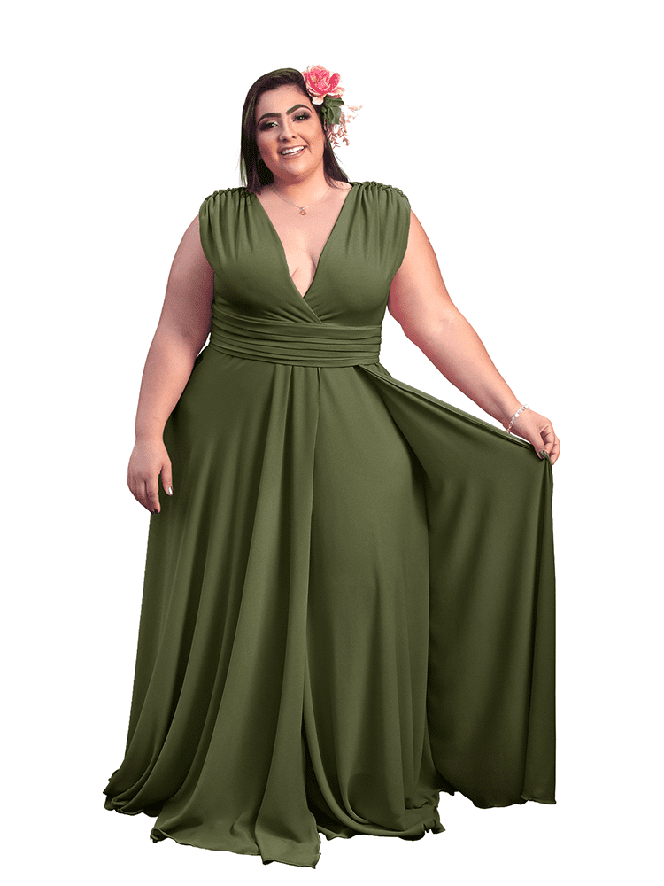 vestido verde oliva para casamento noturno