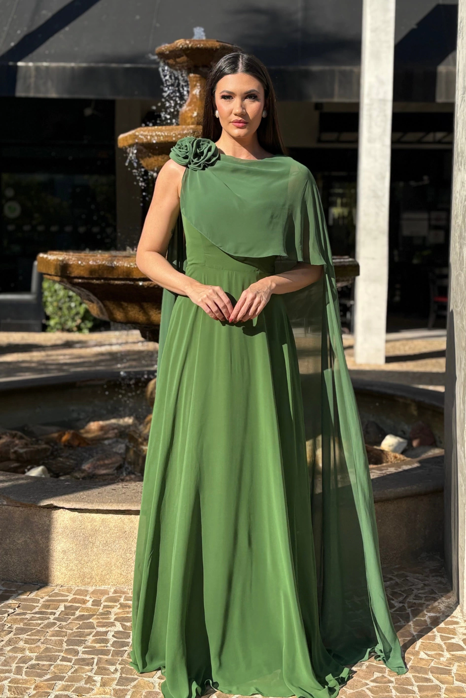 vestido madrinha verde militar