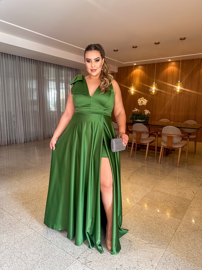 vestido longo verde oliva para casamento