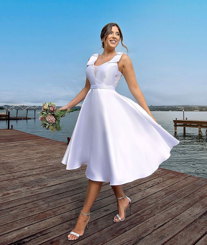 vestido de noiva civil minimalista princesa