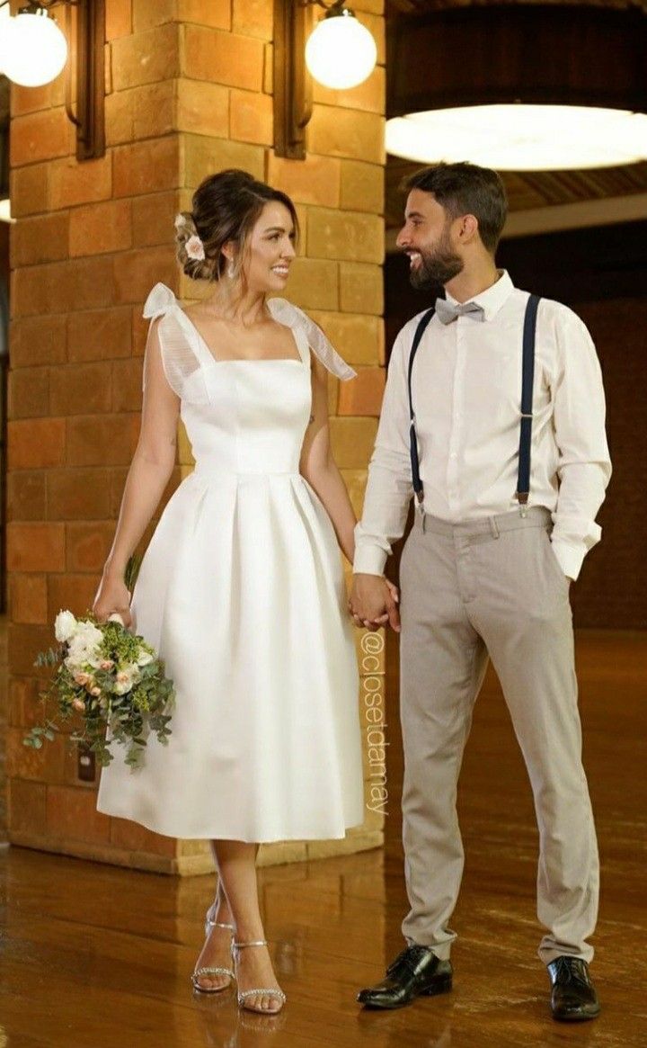 vestido de noiva civil midi princesa