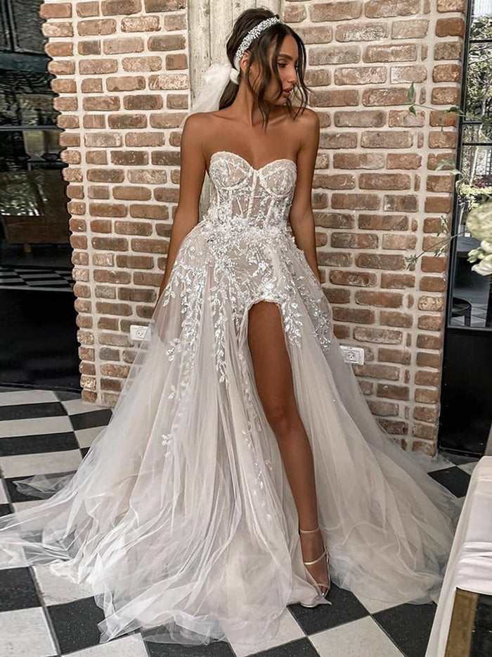 vestido de noiva tomara que caia minimalista