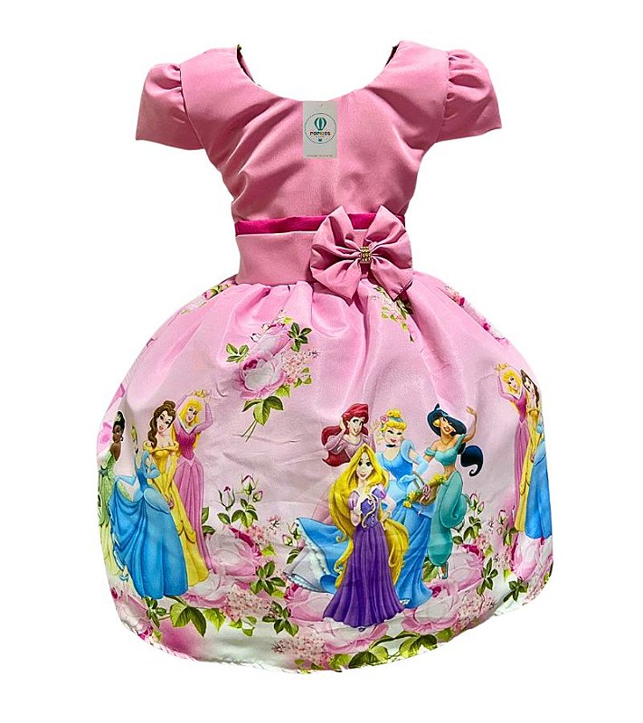 vestido inspirado em personagens (Elsa, Anna, Ariel, Rapunzel)