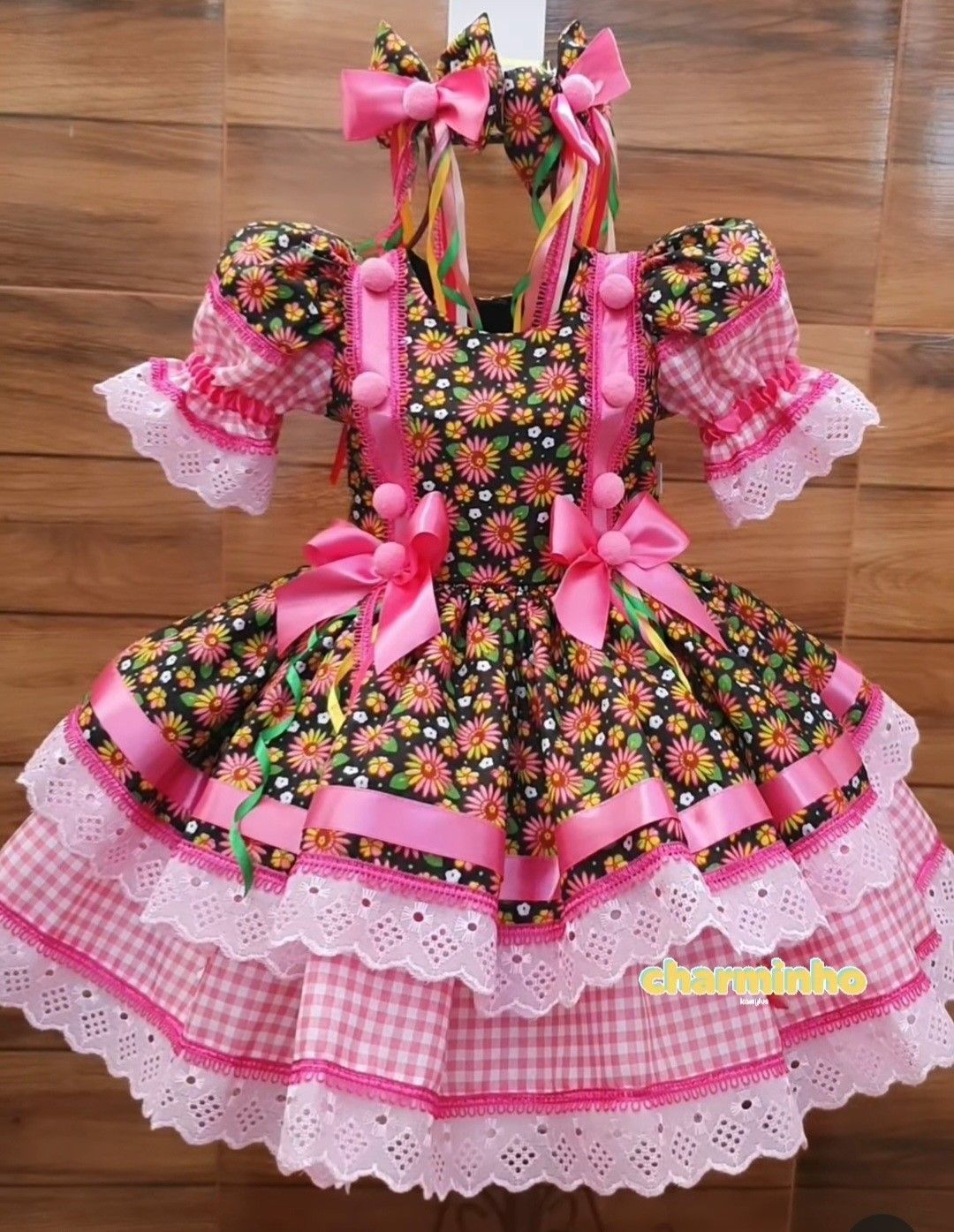 vestido de quadrilha infantil temático luxo