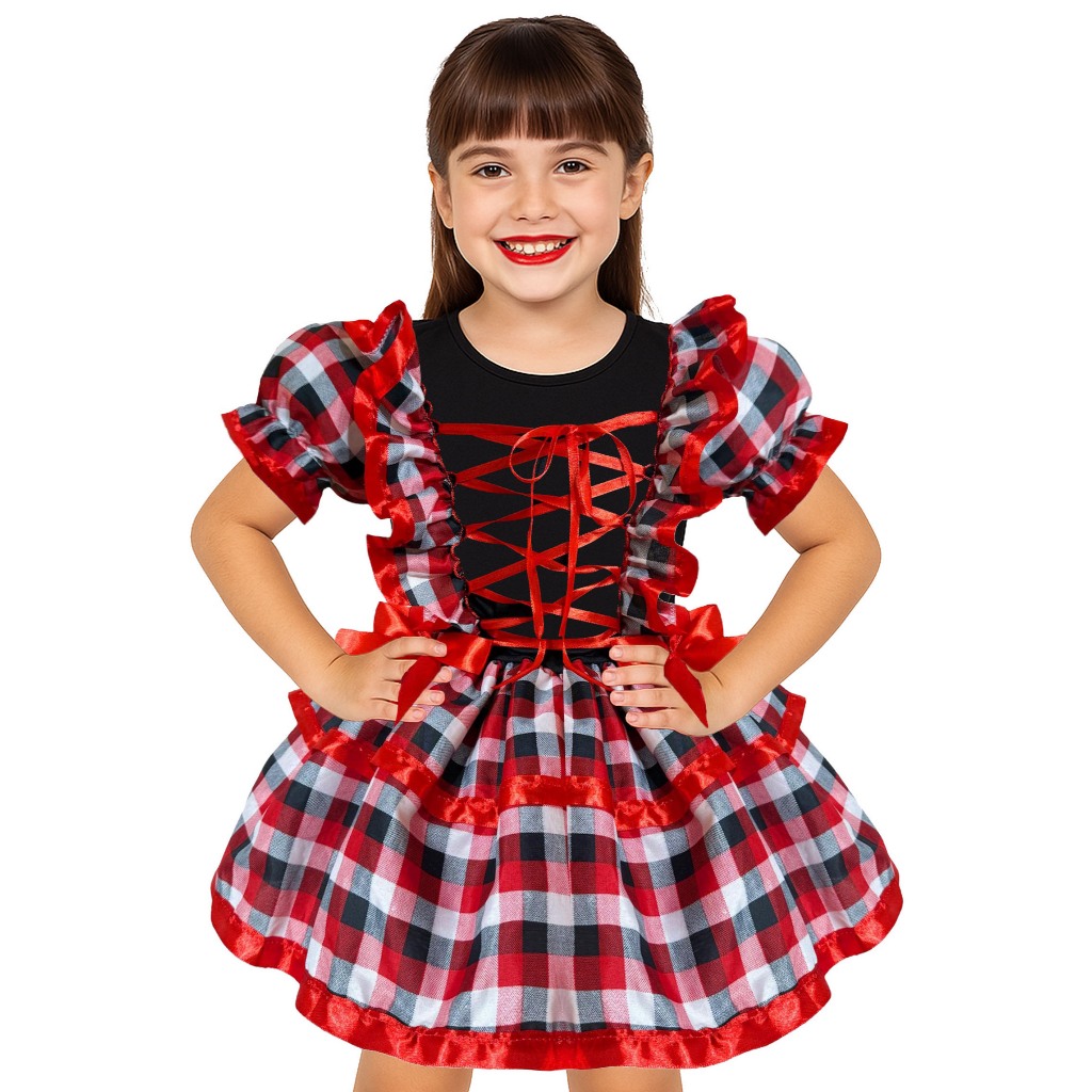 vestido de quadrilha infantil luxo com tema de arraial