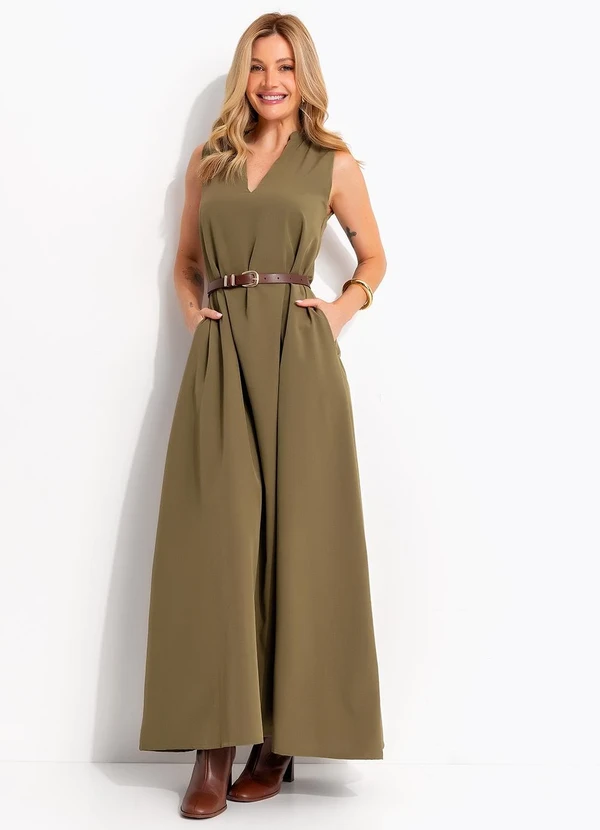 vestido evasê crepe