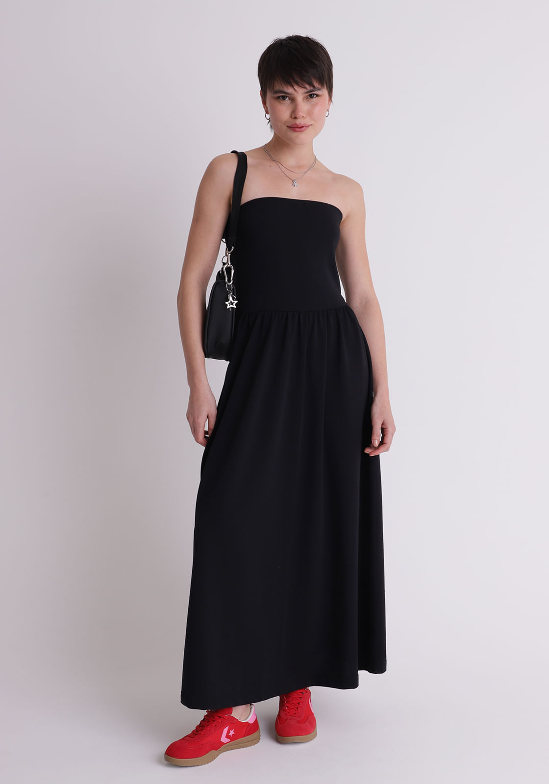 vestido evasê malha