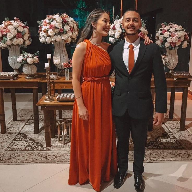 vestido terracota longo