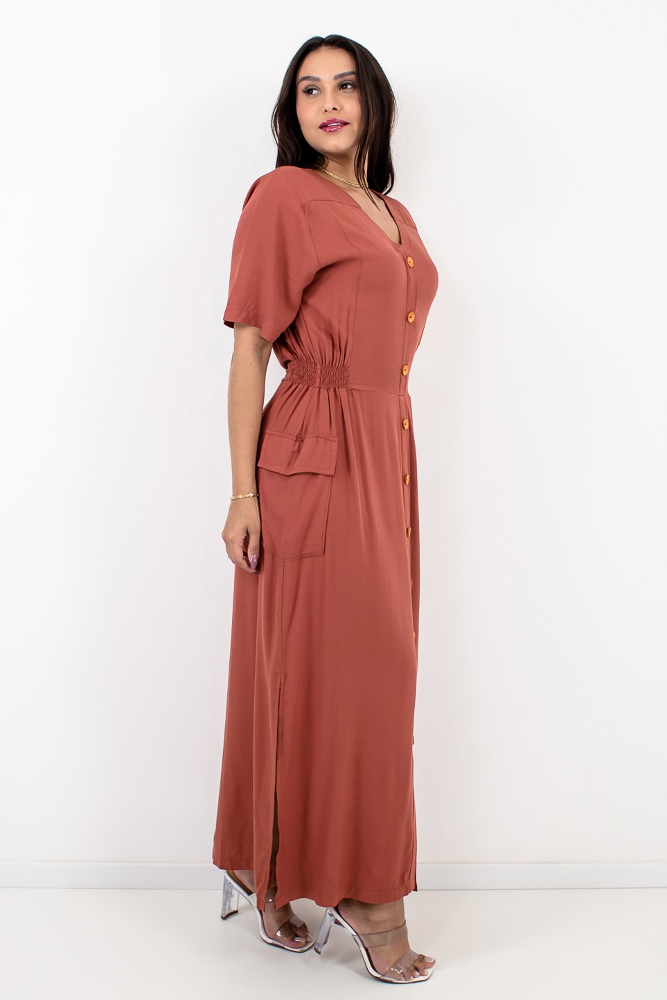 vestido terracota para casamento