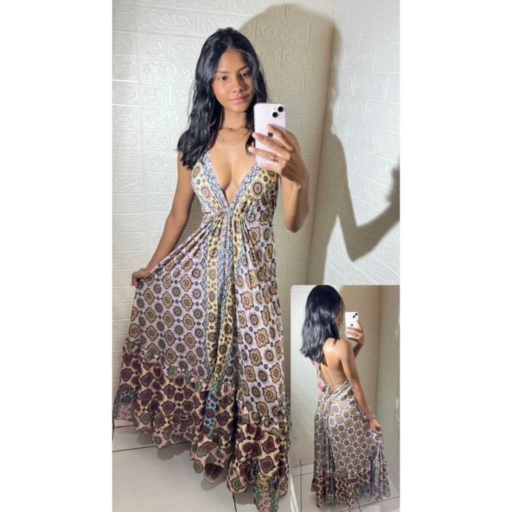 vestido indiano de algodão